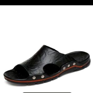 🆕 Black Leather Fashion Man's Sandals in size 47 and 48 EU, (12 and 12.5/13 US)